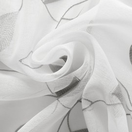 Happy Home Silvi Net Curtain Width 150 x Height 50 cm Grey/White