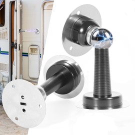 2 PCS Magnetic RV Door Holder Catch - Heavy Duty Baggage Door Stopper with Screws & Adhesive for RV, Camper, Trailer, Motorhome, Boat Compartments | Keep Doors Open | Durable Design (Black, 4 in)
