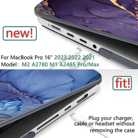 DONGKE for M4 MacBook Pro 16 Inch Case 2024 2023 2021 A3403 A3186 M3 A2991 M2 A2780 M1 A2485 Pro/Max Chip, Plastic Hard Shell Case & Keyboard Cover for Mac Pro 16 with Touch ID, Abstract Marble