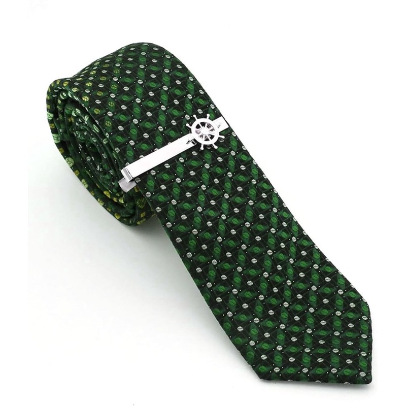 Ship Vessel Navigational Rudder Silver Zinc Alloy Tie Clasp Clip