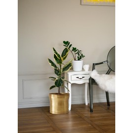 Serene Spaces Living Rajani Hammered Aluminum Planter – Decorative Indoor Plant Pot with Textured Finish, Antique Cachepot for Home, Office, Event Décor, Gift Idea, 15" Diameter & 15" Tall