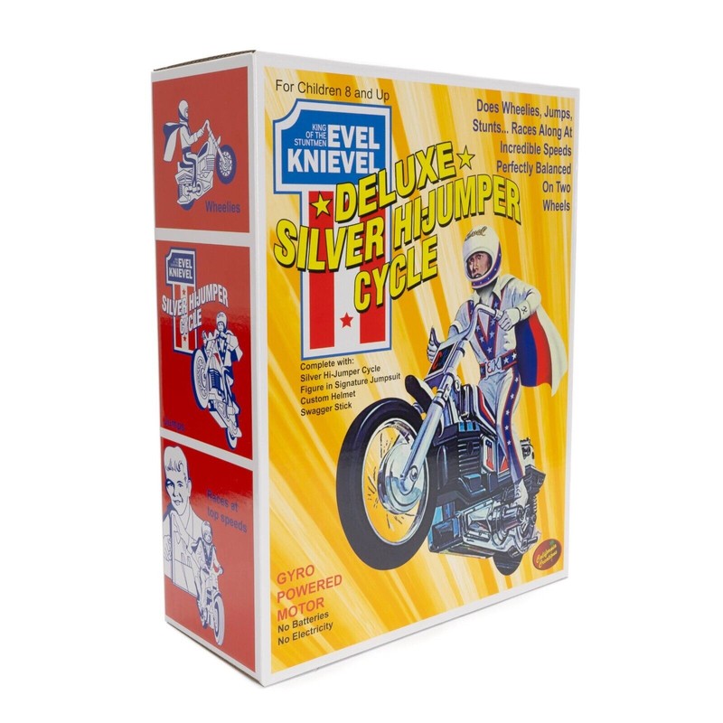 Evel Knievel Deluxe Silver High Jumper Stunt Cycle Extreme Jumps