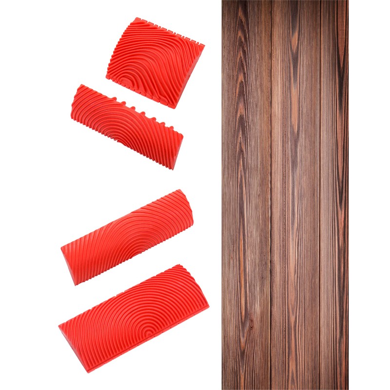 QWORK® 4Pcs Wood Grain Tool, Wood Pattern Painting Tool Rubber