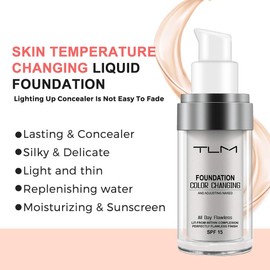ReviGLam TLM Colour Changing Liquid Foundation Hides Wrinkles & Lines, BB Cream Makeup Base Concealer Cover Moisturizing Fluid for all Skin Tone SPF15, Pack of 2