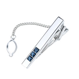 VVCome Men's Classic Luxury Zircon Crystal Tie Clip Silver Tone Light Brass Regular Necktie Tie Clip for Wedding Groomsmen Grooms Business Anniversary (BlueGreen Crystal)