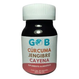 Cúrcuma, Jengibre, Cayena Polvo - 60 Cápsulas - Suplemento Sabor Sin sabor