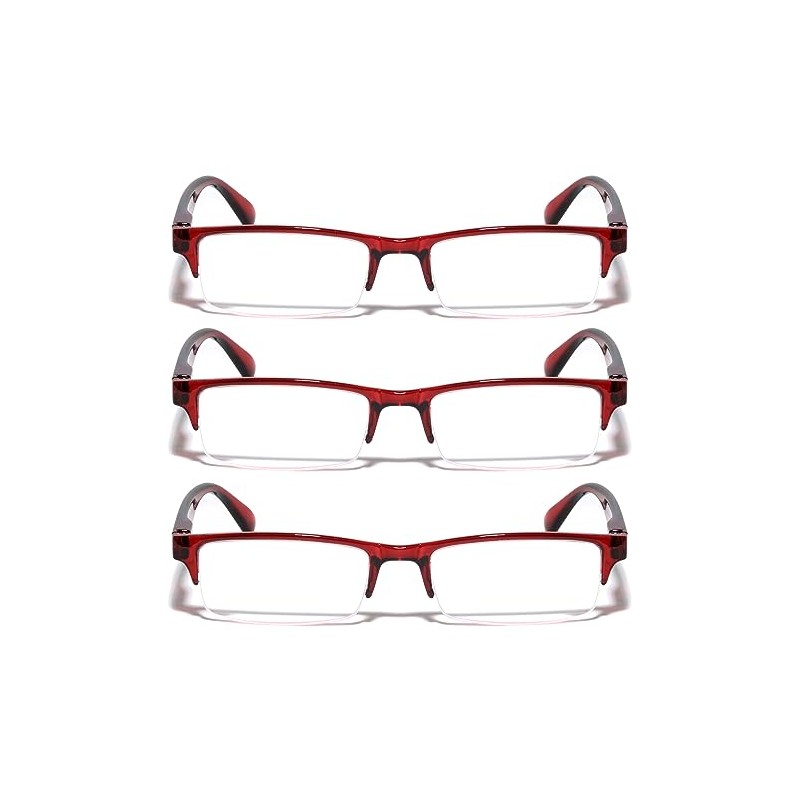 V.W.E. 3 Pairs Rectangular Half Rim Reading Glasses - Simple