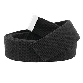 Build A Belt Replacement 1.25" Wide Military Canvas Web Belt (Mens Large Black Silver Tip)