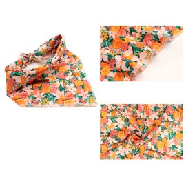 Lionheart glory Plaid Dog Bandana 1 Pack Washable Soft Cotton Flower Print Bibs Scarf, Adjustable Kerchief Square Dog Bandanas for Large Dogs