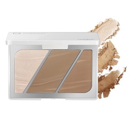 INTOPOP SHADING POWDER 3D SMALLER FACE EFFECT NATURAL SHADING SHADES RESISTANT FOR WOMEN THREE COLOR DESIGN PORTABLE FACE COLOR (03-Champagne)