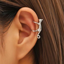 Cybche Boho Katze Ohrmanschette Ohrringe Silber Katze Ohrringe Süße Katze Manschette Wrap Ohrringe Katze Knorpel Manschette Ohrringe Klettern Katze Crawler Manschette Ohrringe Tier Kein Piercing