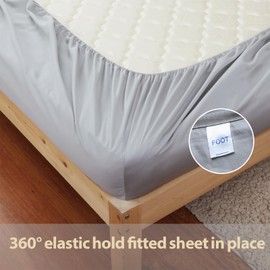100% Cotton Fitted Sheet Full Size Only, 600 Thread Count, 8"-16" Deep Pocket Sateen Weave Bottom Sheet, Soft Breathable Comfy & Hotel Quality (Full, Gray)