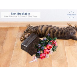 Royal Imports Flower Vase Acrylic Rectangle- Decorative Centerpiece, Succulent Planter Pot for Home or Wedding - Non Breakable Plastic, 4" X12 Low Square - Clear