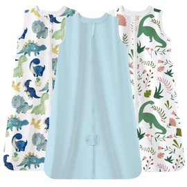 TotAha Dino Sleep Sack 0-6 months 3 Pack, Buttery Soft, Safe Wearable Blanket Baby Sleeping Bag with 2-way Zipper for Girl Boy