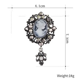 FAIRYGATE Women's Brooches & Pins Vintage Antique Cameo Lady Womens Crystal Rhinestones Breastpin Maiden Brooch Pin for Women Mothers Day Souvenir, B2712
