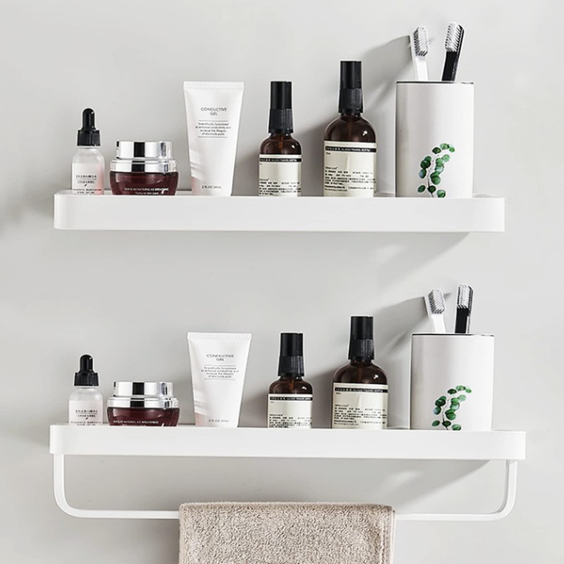 Halyuhn Bathroom Shelves, 15.7in Tempered Glass Shelf with Towel Bar