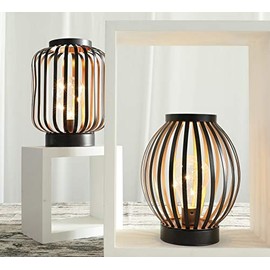JHY DESIGN 8.7''High Metal Cage Decorative Lamp Battery Powered Cordless Warm White Light with LED Edison Style Bulb.Great for Weddings Parties Patio Events for Indoors/Outdoors