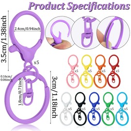 DIY Key Chain, Pack of 50 Carabiner Hooks with Swivel, Key Carabiner, Key Carabiner, Key Ring, Mini Carabiner for DIY Keys Crafts