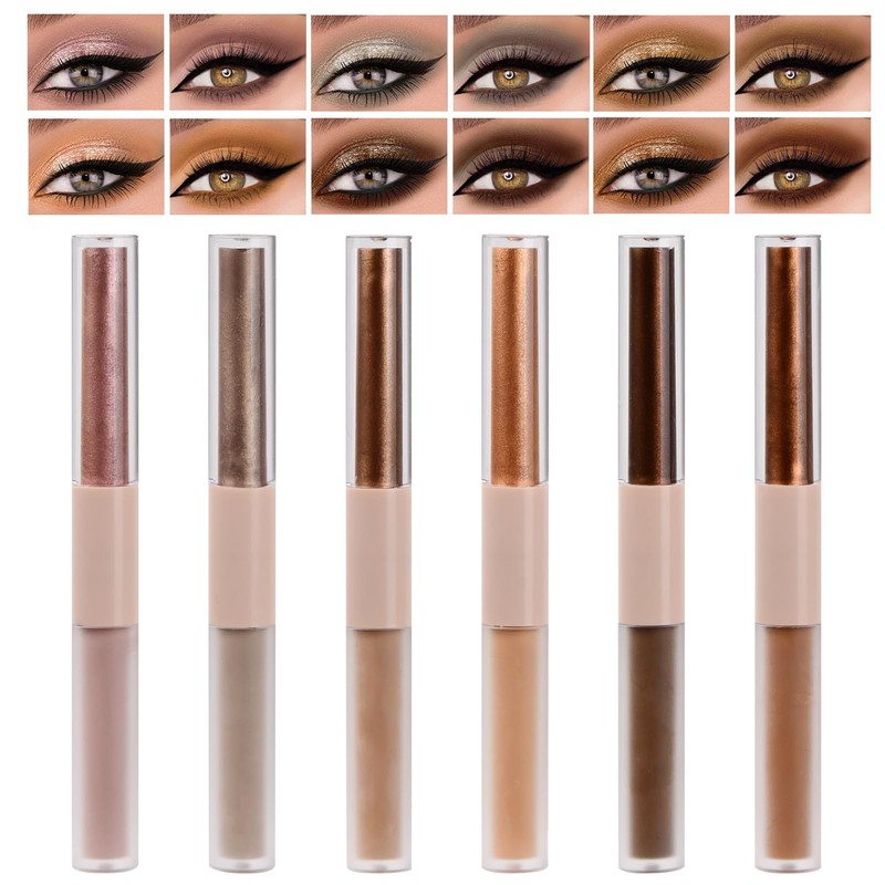 Cozlly 6 x Double-Sided Eyeshadow Pen, 12 Colours Liquid Eyeshadow