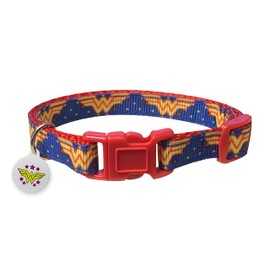 Spoilt Rotten Pets Wonder Cat Superhero Cat Collar & Matching Do Not Feed Microchip Tag UK Made Bell & Safety Buckle