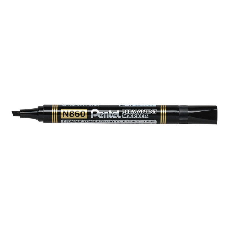 Pentel N860/4 Pack of 4 Permanent Markers Chisel Tip Black/Red/Blue/Green