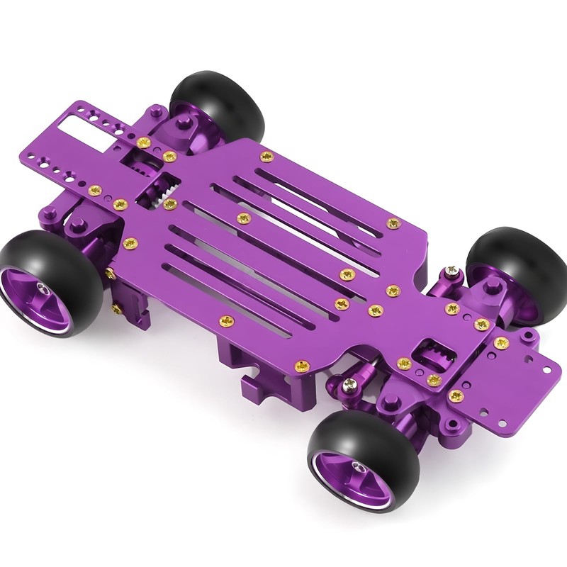 RC Car Chassis Frame 1/28 CNC Aluminum Alloy with Wheels