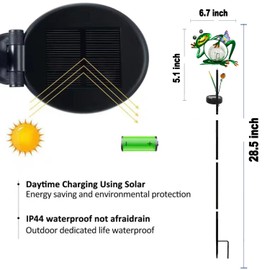 Frog Garden Solar Lights Outdoor Decorative, 2 Pack Metal Frog Garden Decor for Outside Waterproof Solar Stake Lights for Lawn Ornaments Patio Yard Decorations, Gardening Gifts for Mom Women