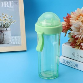 Drink Cup, Split Cup, Split Water Bottle, Dual Water Bottle, Two-Sided Water Bottle, 600ml Portable Two Straws Water Bottle Dual-Use Drink Cup for Outdoor Travel Sport(Green)