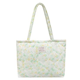 Sunwel Fashion Top Zipper Women Floral Quilted Tote Bag for Work Travel Gym Shopping Beach (YELLOWGREEN)