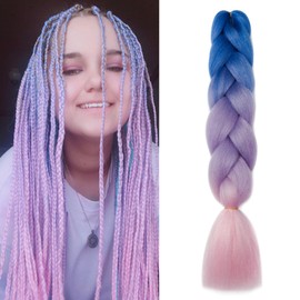 Dcbaboo Hair Extensions for Braiding Jumbo Braiding Hair Extension 1pack 24inch Synthetic Hair Kanekalon Ombre Braids Extensions Hair Afro Crochet Twist Box Braids 100g, Blue-Purple-Pink