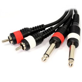 PULSE 2 x 6.35mm MONO Plugs to RCA Phono Plugs OFC Cable 5m [5 metres]