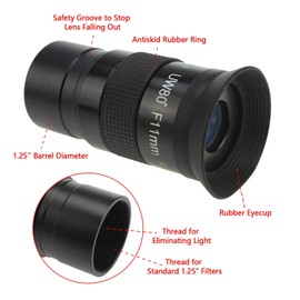 Astromania Fully Multi-Coated 1.25" Ultra-Wide 80 Degree Eyepiece for Telescope - F11mm