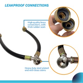 “Y” Mixer Hose, Mix Hot and Cold Water-Washer Braided Rubber Inlet Hose ¾” with Brass Couplings