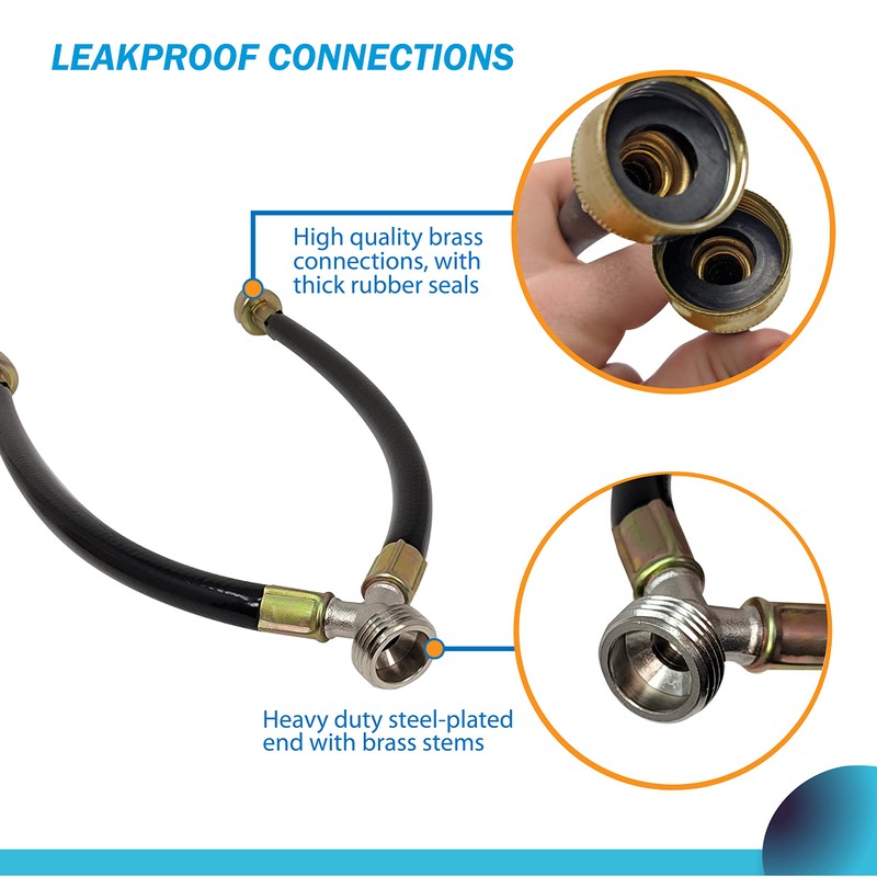 “Y” Mixer Hose, Mix Hot and Cold Water-Washer Braided Rubber