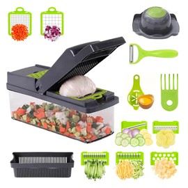 Neez 15 in 1 Vegetable Chopper - Multifunctional Vegetable Cutter, Dicer, Slicer - Veggie Chopper, Food Chopper, Onion Chopper, Salad Chopper and Mandoline Slicer for Kitchen (Gray)
