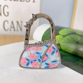 Foldable Handbag Hook - No-Drill, Adhesive-Free Metal Bag Hanger with Dual Diamonds, Space-Saving Desk Accessory for OfficeColor: Multicolor 2, size: s