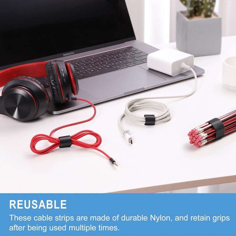 100 PCS 8 Inches Reusable Cable Ties | Adjustable Cord