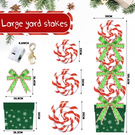 Wenqik 2 Pcs Candy LED Lighted Christmas Outdoor Yard Stake Sign Christmas Outdoor Decorations Christmas Yard Decor Winter Holiday Soldier Garden Lawn Stakes for Driveway Xmas Gift