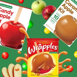 Concord Foods Wrapples Caramel Apple Wraps, Easy Caramel Treats at Home - Includes Wraps and Sticks for Delicious Apples! 6.5 oz (Pack of 3)