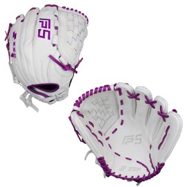 SSK FP5 Fastpitch Softball Glove – Infield - Outfield - Pitcher – 11.5”-11.75”-12”-12.25”-12.5”-12.75”-13”– Right & Left Hand Throw (White/Purple - Basket Web, 12.25" - Right Hand Throw)