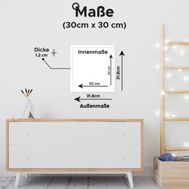 Estancia White Picture, Wooden, 30 x 30 cm, with Shatterproof Acrylic Glass, Square