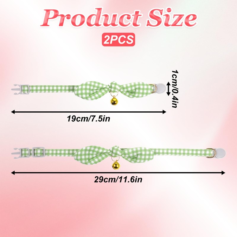 Tucnoeu Pack of 2 Cat Collars with Removable Bow, Adjustable