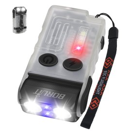 BORUIT V20 Mini Torches, 180° Rotating Torch with 365nm UV Light, 110dB Buzzer Alarm, 1000 Lumens Super Bright with 13 Modes, IP67 Waterproof, for Camping, Hiking, Notfa (White)