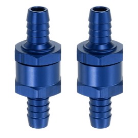 sourcing map 2Pcs 10mm (3/8") Fuel Check Valve, Non-Return One Way Check Valve, Aluminum Alloy Control Accessories for Petrol, Diesel, Gas, Oil, Air, Water, Blue