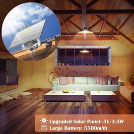 JACKYLED Double Head Solar Pendant Lights Outdoor Indoor, LED Solar Shed Lights IP65 Waterproof, Wall Mount Security Lighting for Shop Chicken Coop Garage Porch Front Door Patio, 3000K Warm White