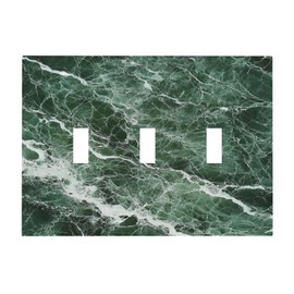 Donecmminery Decorative Switch Plates Forest Marble Dark Green With White Vein 3 Gang Wall Plate Triple Toggle Light Switch Cover Faceplate Electrical Wall Panels For Bathroom Kitchen Decor