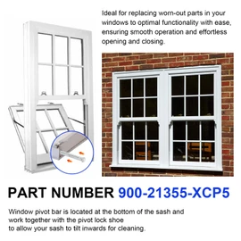 900-21355-XCP5 Zinc Die Cast Window Replacement Pivot Bar 85 Series 3-3/16", Tilt Sash Pivot Bar for Single and Double Hung Window Hardware Parts, 5 Pack