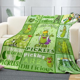 Aipon Pickle Blanket Gifts for Pickle Lovers, Funny Food Cucumber Blankets 50"x 60", Green Soft Cozy Lightweight Throw Blanket for Women Kids Teens Boys Girls