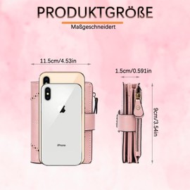 Women's Small Purse, Women's Genuine Leather, PU Leather Vintage Purse, Small Purse with RFID Blocking, Women's Purse with 5 Card Slots and 1 Zip, pink, Modern