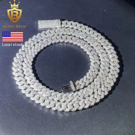 Factory Direct 925 Sterling Silver Moissanite Diamond Necklace with 8mm GRA Ice Out Cubans Link Chain and Rapper NecklaceColor: Silver moissanite, Length: 6.5 inches-bracelet
